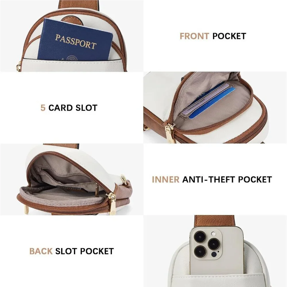 Small Leather Crossbody Bag for Women Compact Stylish Multi-pocket - Picture 4 of 8